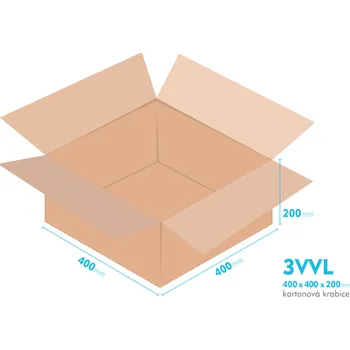 Obalový materiál Kartonové krabice 3VVL - 400x400x200mm - vnitřní 395x395x190mm