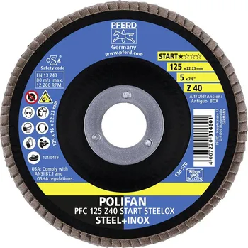 Příslušenství k brusce PFERD TOOLS 69300934 PFC 125 Z 40 START STEELOX vějířovitý brusný kotouč Průměr 125 mm Ø otvoru 22.23 mm ocel, nerezová