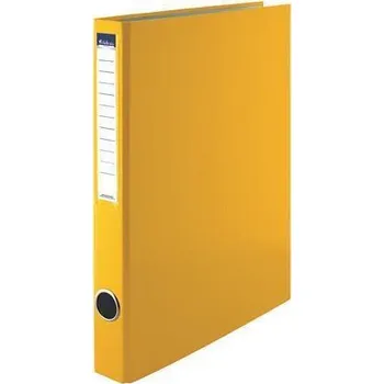 Archivační box Pořadač čtyřkroužkový, žlutý, 35 mm, A4, PP/karton, VICTORIA