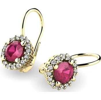 Náušnice Dámské náušnice žluté zlato 585/1000 přírodní diamant 1.00 ct G/SI 10925-ZL-DIA-RUB