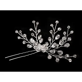 Náramek Vlásenka větvička s broušenými korálky, malé, crystal