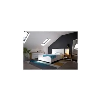 Postel BLANAŘ Čalouněná postel Kelly 140x200 s matrací bílá koženka