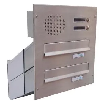 Poštovní schránka DOLS 2x poštovní schránka D-041 do sloupku s el. + čelní deska s 2x zvonkem a HM URMET NEREZ