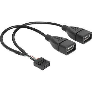 Elektrická zásuvka Delock USB kabel USB 2.0 plochý konektor 8pol. , USB-A zásuvka 0.20 m černá UL certifikace 83292