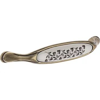 Nábytkové kování TULIP Úchytka Margarita 96 starozlatá/porcelán/motív (TULIP Úchytka Margarita 96 starozlatá/porcelán/motív)