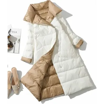 Dámský kabát Oboustranný dámský zimní péřový kabát (vel. S - 5XL) Barva: Bílá, Velikost: XXL