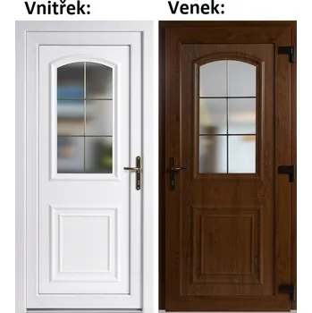 Vchodové dveře Soft Vchodové plastové dveře 3D 302 Zlatý dub / Bílá 100x210 cm, pravé, otevírání VEN