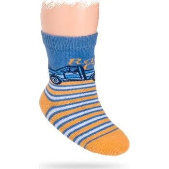 Ponožky WOLA s obrázkem vzor AUTÍČKO PICKUP proužky oranžové Velikost: 15-17