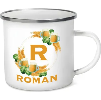 Plecháček - Pivní věnec s monogramem a jménem Roman