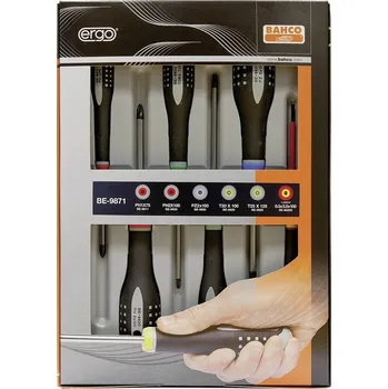 Ruční nářadí Bahco Ergo sada šroubováků, plochý, křížový PZ, křížový PH, vnitřní šestihran (TX), 6dílná, BE-9871