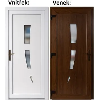 Vchodové dveře Soft Vchodové plastové dveře 123 Zlatý dub / Bílá 100x210 cm, levé, otevírání VEN