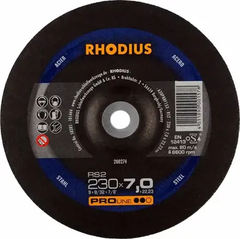 Brusný kotouč Rhodius 200274 | Brusný kotouč 230 x 7,0 x 22,23 mm vypouklý, RS2