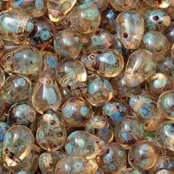 Materiál na výrobu šperku Korálek mačkaný KAPKA 8/5mm crystal travertin17945
