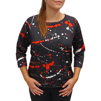 Dámská halenka Halenka Kepa style černá s červeným a bílým vzorem velikosti Kepa: 50