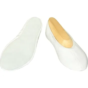 Dětská sálová obuv Taneční cvičky textil Tauri - podešev kůže - bílé - 27