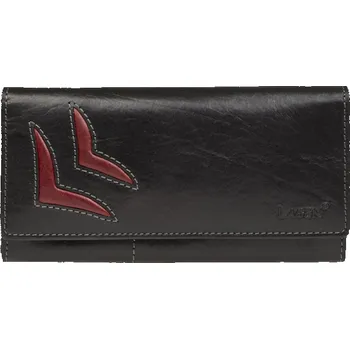 Peněženka dámská peněženka kožená 6011/T - černá s červenou všivkou BLK/RED