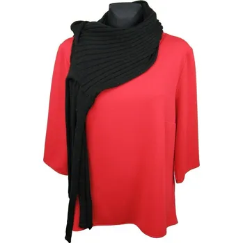 Šála Černá pletená dámská šála s dlouhými konci (Originální zimní šála)