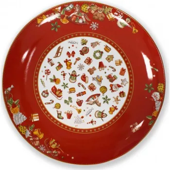 Talíř/tác na cukroví 30,5 cm CHICCHI E BALOCCHI červený BRANDANI (barva - porcelán, červená, barevná)