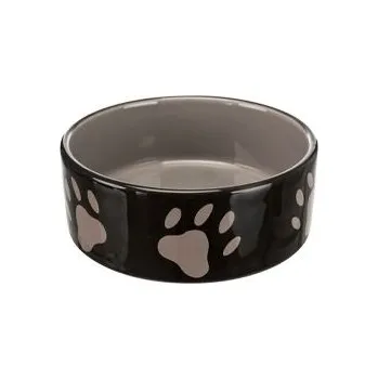 Miska pro psa Miska keramická pes Hnědá/tm.šedá s tlapka 0,8l 16cm