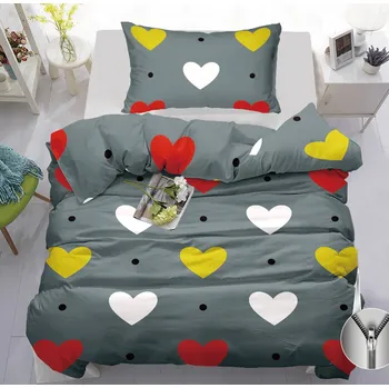 Povlečení Bavlněné povlečení BAREVNÁ SRDCE šedé Rozměr povlečení: 70 x 90 cm | 140 x 200 cm