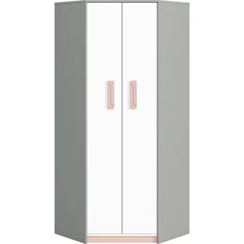 Dětská skříň Nábytek PEGAS s.r.o. Rohová šatní skříň IQ 0101, Šedá Platina/Bílá/Pudrová