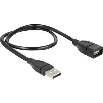 Elektrická zásuvka Delock USB kabel USB 2.0 USB-A zástrčka, USB-A zásuvka 0.50 m černá flexibilní husí krk 83499