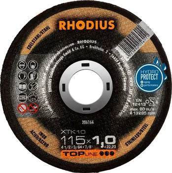 Řezný kotouč Rhodius 206166 | Řezný kotouč 115 x 1,0 x 22,23 mm, XTK10, vypouklý
