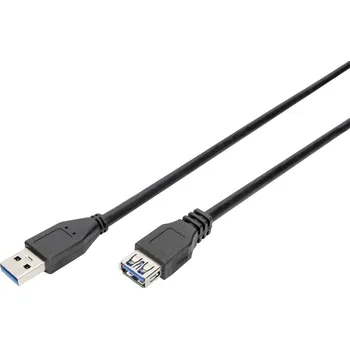 vypínač a zásuvka Digitus USB kabel USB 3.2 Gen1 USB-A zástrčka, USB-A zásuvka 3.00 m černá AK-300203-030-S