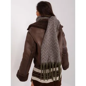 Šátek Dámská pletená zimní šála BUBA khaki-fialová