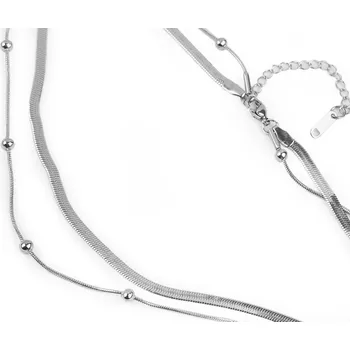 Náhrdelník Náhrdelník z nerezové oceli dvojitý kuličky, barva stříbrná