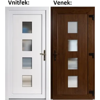 Vchodové dveře Soft Vchodové plastové dveře 010 Zlatý dub / Bílá 100x210 cm, pravé, otevírání VEN