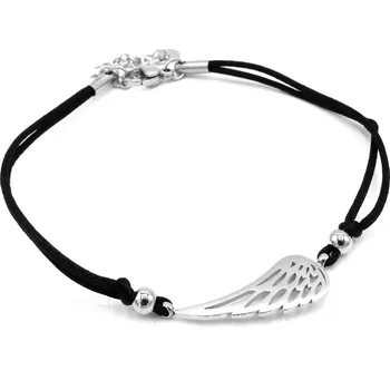 Náramek Steel Jewelry šňůrkový Náramek andělské křídlo z chirurgické oceli NR231035 dárkové balení zdarma