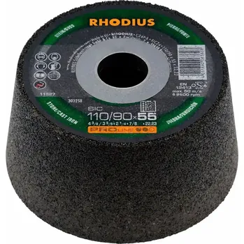 Brusný kotouč Rhodius 303261 | Brusný hrncový kotouč 110/90 x 55 x 22,23 mm, K60, SIC