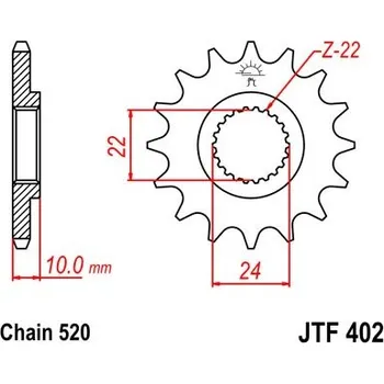 Řetězová sada pro motocykl Řetězové kolečko JT JTF 402-13 13 zubů, 520