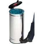 Nádoby na odpad a suroviny, s pedálem, z oceli, vhodné pro 70litrové pytle, nerez