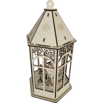 Vánoční dekorace IDARY Lucerna s kostelíkem s LED světlem