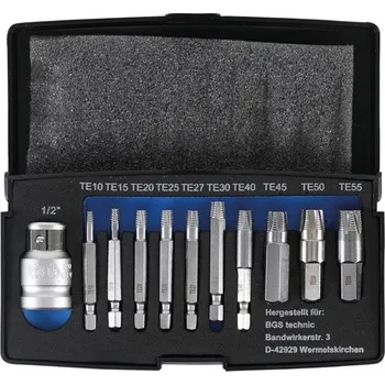 Bit Bity 1/4" a 3/8" pro poškozené šrouby TORX T10-T55, sada 11 dílů - BGS 9170