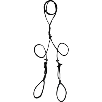 Vodítko pro psa Předváděcí vodítko přes rameno z kulaté hnědé kůže pro dva psy