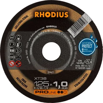 Řezný kotouč Rhodius 204621 | Řezný kotouč 125 x 1,0 x 22,23 mm, XT38, rovný