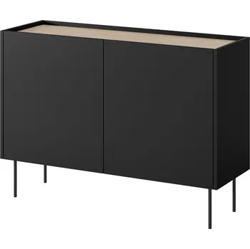 Komoda BOGART. Komoda DESIN 120 2D, Černý mat/Dub Nagano