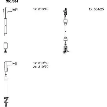 Zapalovací kabel Sada kabelů pro zapalování, , 1612524, 90398282, BREMI, 300/684