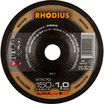 Řezný kotouč Rhodius 209511 | Řezný kotouč 150 x 1,0 x 22,23 mm, XTK70, vypouklý