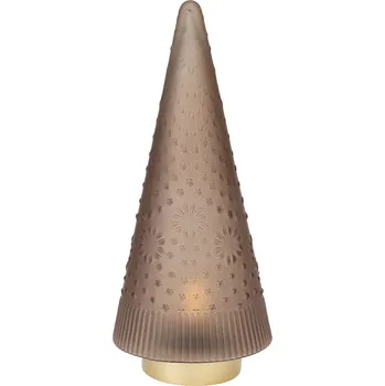 Vánoční osvětlení H&L Vánoční stromek skleněný s LED diodami, 37cm, hnědá