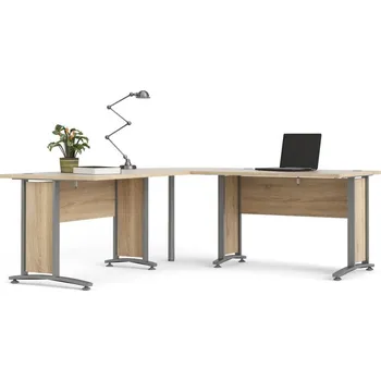 Psací stůl Nábytek PEGAS s.r.o. Rohový psací stůl OFFICE 80400/303, Dub sonoma/Stříbrná