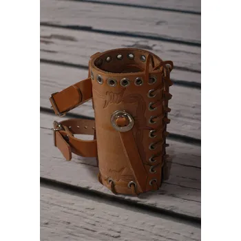 Zavazadlo na motocykl Kožený držák nápoje BS světle hnědý, 14x6cm