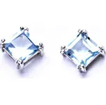 Stříbrné náušnice přírodní topaz sky - NŠ1259 (Stříbrné náušnice s topazem 8 x 8 mm)