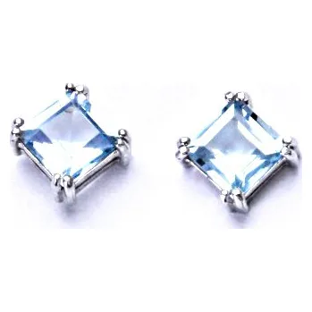 Náušnice Stříbrné náušnice přírodní topaz sky - NŠ1259 (Stříbrné náušnice s topazem 8 x 8 mm)