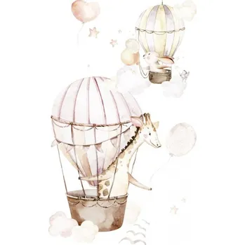 Fototapeta Dětská vliesová fototapeta zvířátka v létajícím balónu 364958 / Fototapety na zeď pro děti Kids world (159 x 265 cm) Rasch