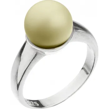 Prsten Stříbrný prsten se Swarovski perlou pastelově žlutý 35022.3 velikost 58