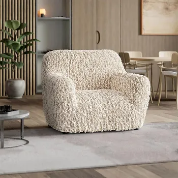 Napínací potah decoDoma napínací potah na křeslo bielastický VELVET béžové křeslo (š. 60 - 110 cm)